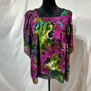 SERE NADE New York Multi Color Square Neckline Top Size M